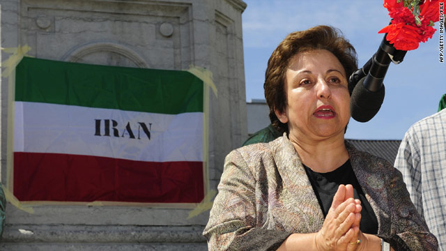 Shirin Ebadi speaks in Belgium after the disputed 2009 Iranian elections.
