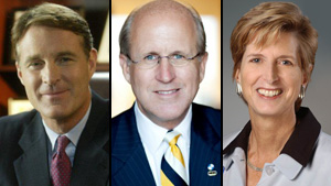 Authors, left to right, Sen. Evan Bayh, David Walker and Christine Todd Whitman