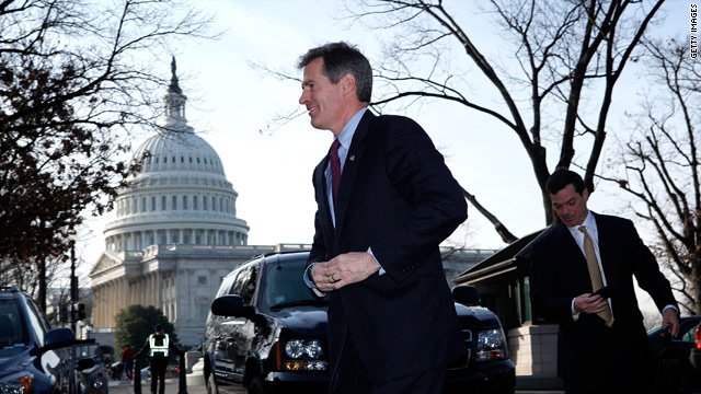 Sen.-elect Scott Brown arrives on Capitol Hill on Thursday.