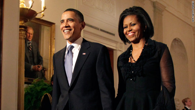 President Obama and first lady Michelle Obama arrive Tuesday at the concert honoring songs of the civil rights movement.