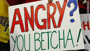 A sign at an anti-health care reform rally in December expresses the feelings of many, a new poll suggests.