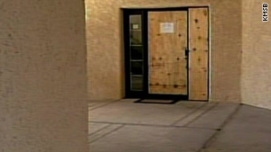 A glass door at Democratic Rep. Gabrielle Giffords' office in Tucson, Arizona, was vandalized after the health care vote.