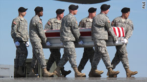 The remains of a service member are returned to Dover Air Force Base in October.