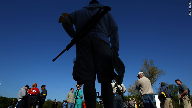 Gun rights groups gather at Fort Hunt Park for an 'Open Carry Rally' April 19 in Alexandria, Virginia.