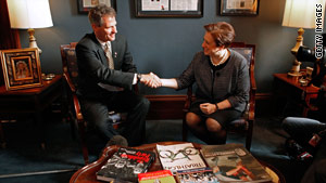 GOP Sen. Scott Brown meets with Supreme Court nominee Elena Kagan in his office Thursday in Washington, D.C.