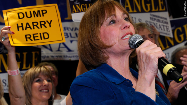Tea Party-backed candidate Sharron Angle hopes to unseat Senate Majority Leader Harry Reid in Nevada in the fall.