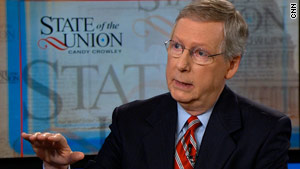 Senate Minority Leader Mitch McConnell says the GOP is proud to be the "party of no" on some issues.