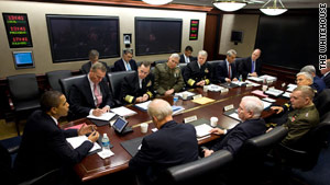 President Obama, left, meets with advisers in the Situation Room at the White House last year.