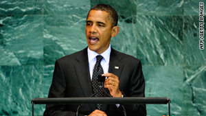 President Obama addresses world leaders at the U.N. on Thursday.