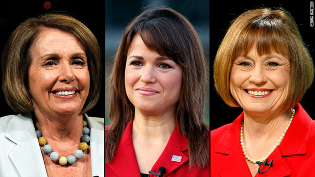 Rep. Nancy Pelosi and Senate candidates Christine O'Donnell and Sharron Angle are among the female candidates this year.