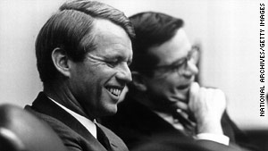 Theodore C. Sorensen (right) was a close adviser to President John F. Kennedy. He's seen here in April 1968 with Robert Kennedy just a couple of months before RFK's death.