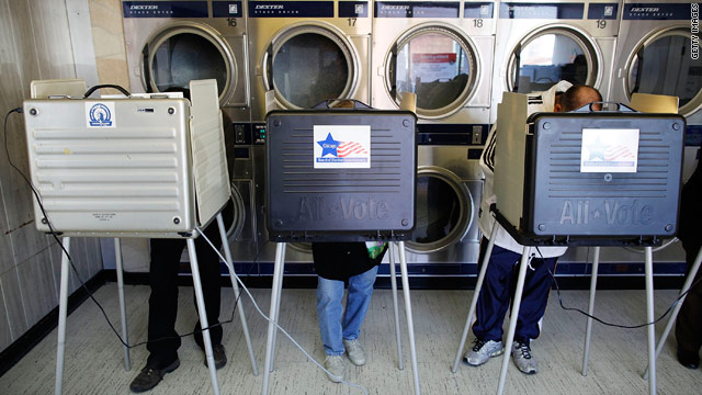 Hart's Coin Laundry doubled as a polling place Tuesday in Chicago, Illinois, where voters are electing a governor and senator.