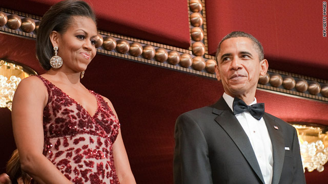 President Barack Obama and first lady Michelle Obama attend the Kennedy Center honors Sunday in Washington.