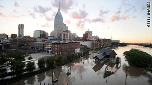 Floodwaters from the Cumberland River have deluged  Nashville, Tennessee, the capital of country music.