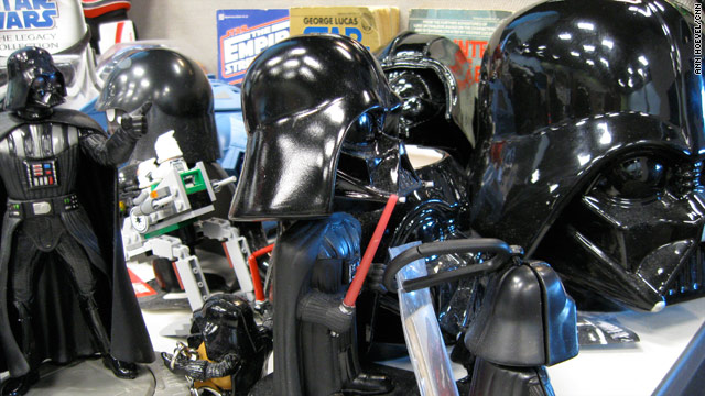 Topher Kohan's desk at CNN.com, where he proudly displays his love of "Star Wars" and Darth Vader.