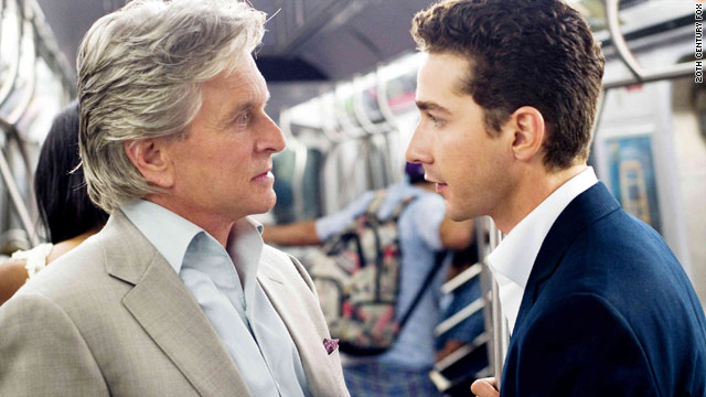 Michael Douglas, as Gordon Gekko, takes on a young trader (Shia LaBeouf) in "Wall Street: Money Never Sleeps."