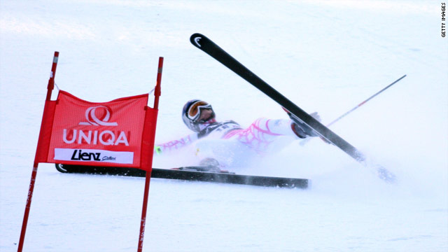 Lindsey Vonn crashes during the Audi FIS Alpine Ski World Cup Women's Giant Slalom in December.