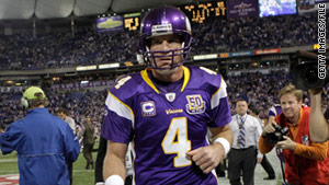 Favre was injured in a hit during a game December 5 with the Buffalo Bills.