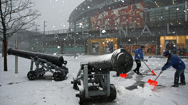 Arsenal's English Premier League match against Bolton has been postponed because of heavy snow.