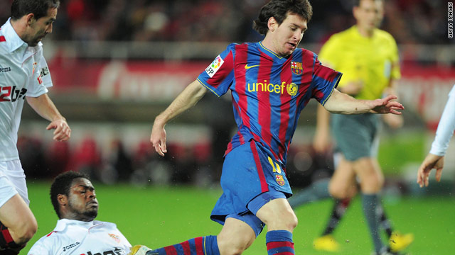 Lionel Messi could not find a way past the Sevilla defence as holders Barcelona went out of the Spanish Cup.