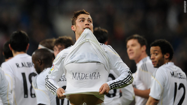 Madeira native Ronaldo pays his own tribute after scoring for Real on Sunday.