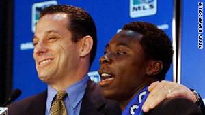 Agent Richard Motzkin, in 2003, announces a multiyear MLS deal for client Freddy Adu, then 14.