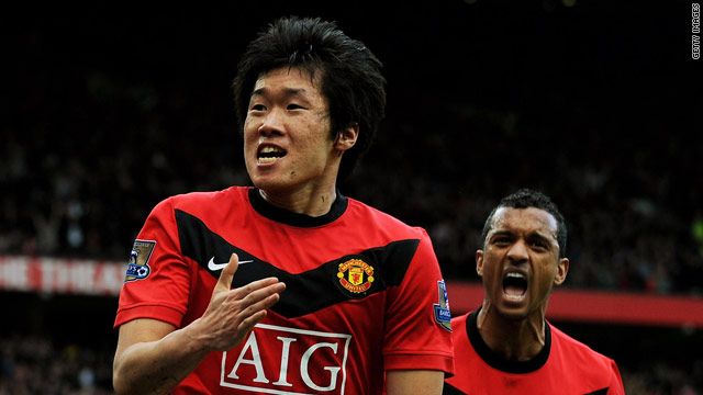 Park's superb diving header gave United a 2-1 victory over Liverpool at Old Trafford.