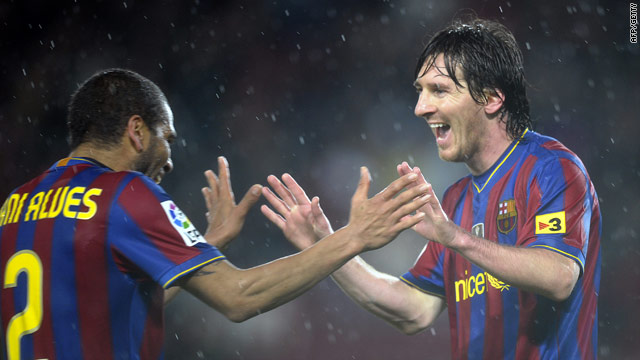 Messi Double Edges Barca Nearer Title
