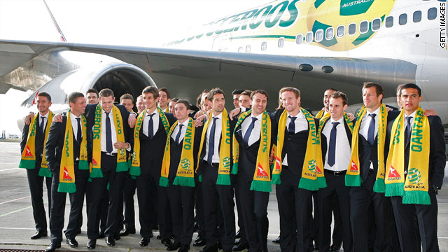 The Socceroos landed in South Africa on Wednesday ahead of their first World Cup group match on 13 June