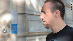 French footballer Franck Ribery, pictured July 20 in Paris arriving at a police station.