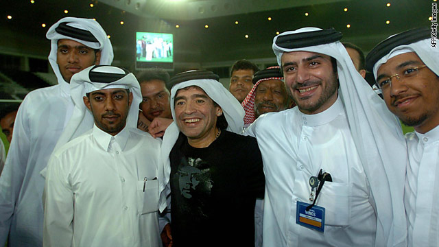 Argentina star Diego Maradona in Qatar during a visit to the country in 2005.
