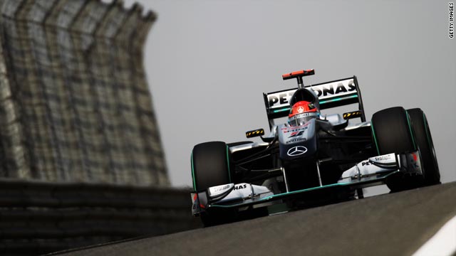 F1 legend Michael Schumacher qualified in ninth place for Sunday's Chinese Grand Prix in Shanghai.