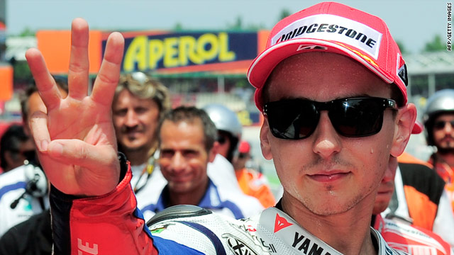 Yamaha's Jorge Lorenzo made it three sucessive pole positions at qualifying for the Catalan MotoGP.
