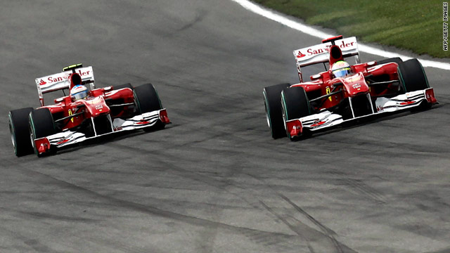 Felipe Massa led the German Grand Prix for 48 laps before appearing to let teammate Fernando Alonso go past him.