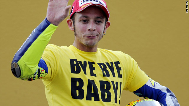 Valentino Rossi finished third on his farewell appearance for all-conquering Yamaha.