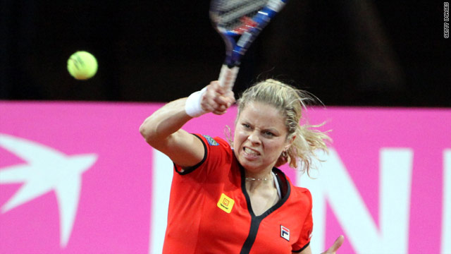 Kim Clijsters in action for Belgium in the Fed Cup.