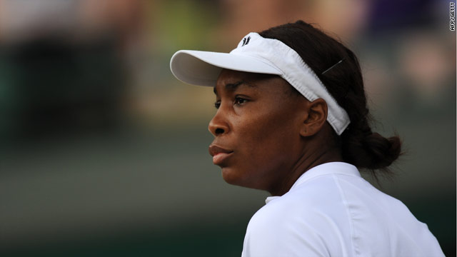 A pensive Venus Williams contemplates defeat to Tsvetana Pironkova at Wimbledon.