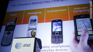 AT&T spokesman David Christopher speaks at Wednesday's announcement.