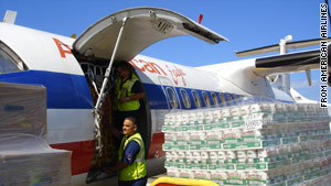 American Airlines flew supplies to Haiti on Wednesday but did not offer free flights to medical personnel, it says.