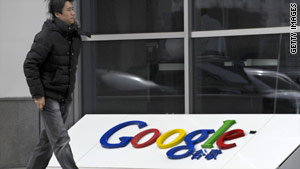 A man walks past Google's China headquarters building in Beijing on Wednesday.