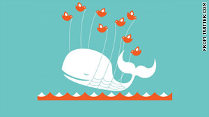 Twitter posts this picture of the "fail whale" when its site has trouble loading.