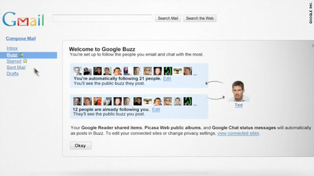 Google Buzz, a feature of Gmail, aims to compete using elements similar to Facebook and Twitter.