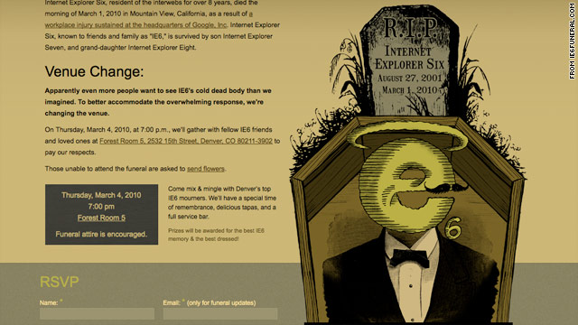 A Denver, Colorado, design firm posted this invitation to Thursday's "funeral" for Internet Explorer 6.