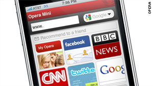 Opera submitted its Mini smartphone Web browser to the Apple store on Tuesday.