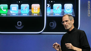 Apple CEO Steve Jobs announcing the iPhone's new operating system  earlier this month.