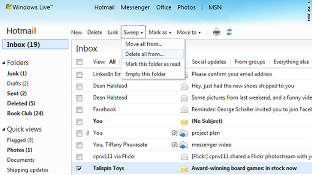 Send or receive emails from other accounts using Hotmail Windows Live