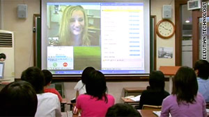 Students in classrooms across Asia can take real-time English lessons from American teachers.