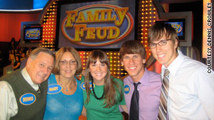 The Crowley family won $20,000 on the game show "Family Feud." Dennis Crowley of Foursquare is second from right.