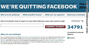 Quitfacebookday.com asked Facebook users to quit the site on May 31.