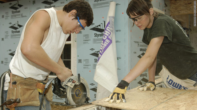 College students work on a project as part of Habitat for Humanity's Collegiate Challenge program.
